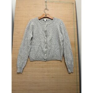 J.Crew Gray Wool Cashmere Blend Cable Knit Button Front Cardigan Sweater XL